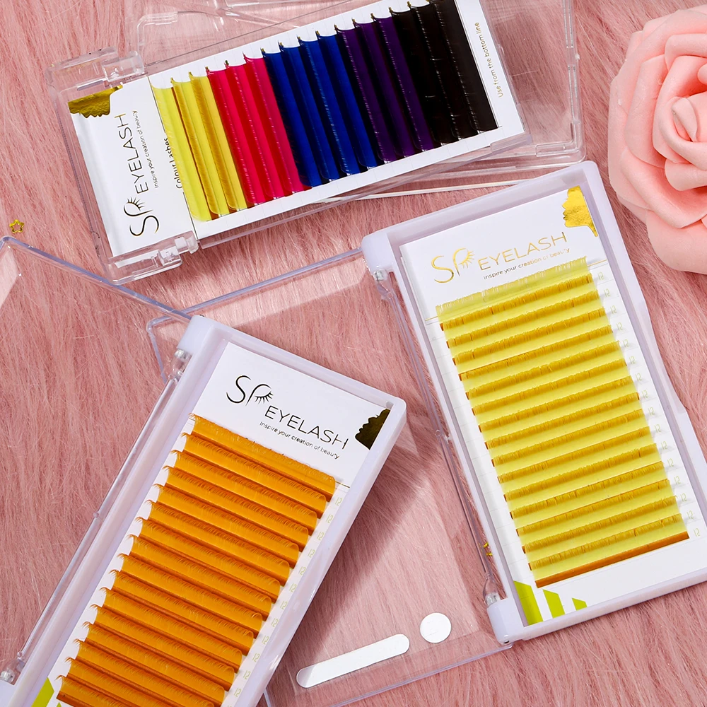 Custom Private Label Individual lashes colored Eyelashes D Curl 0.03 0.05 0.07 Volume Cashmere professional eyelash extension