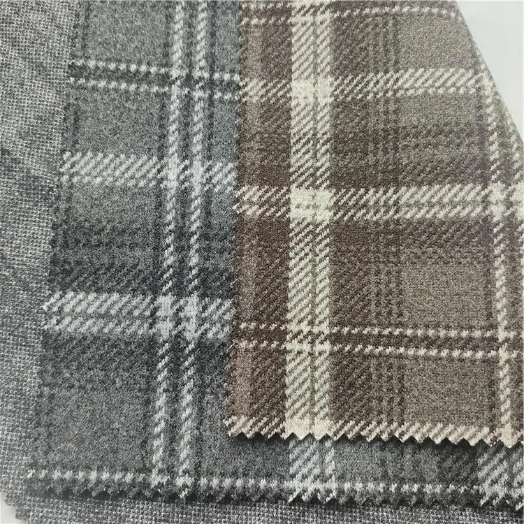 China custom design check plaid knit jacquard tweed fabric for garment coat pant men suit