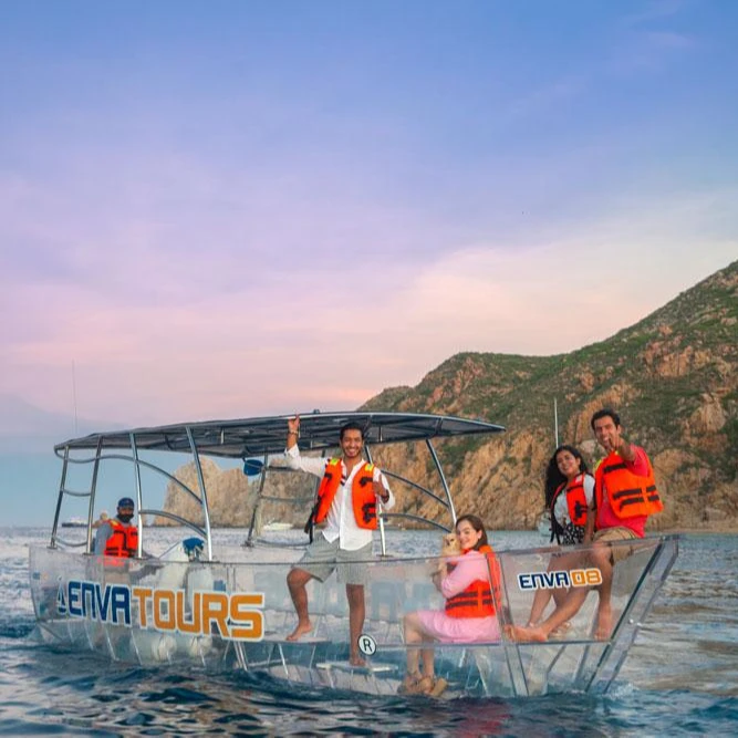 15 person crystal tourist ferry transparent clear boat with engine motor