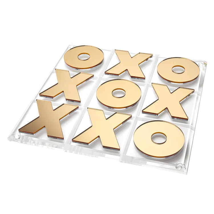 Акриловые и золотые Xo Pieces Tic Tac Toe Lucite журнальные столы для семейных стратегий настольных игр
