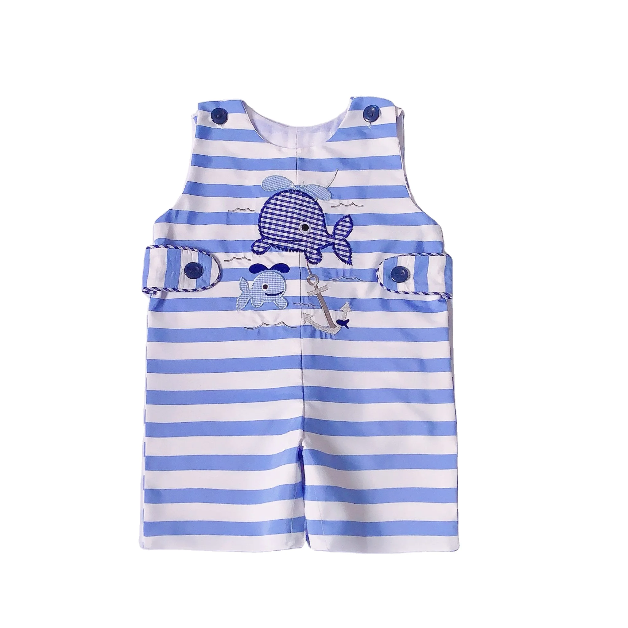 Yihui Hot Sale ODM Summer Newborn Infants Sleeveless Embroidery Boutique Wholesale Fashion Rompers Baby Boys Pants