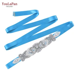 YouLaPan S208 Shiny Woman Silver Rhinestone Crystal Diamond Piece Belt Handcrafted Exquisite Dress Applique Wedding Bridal Belt