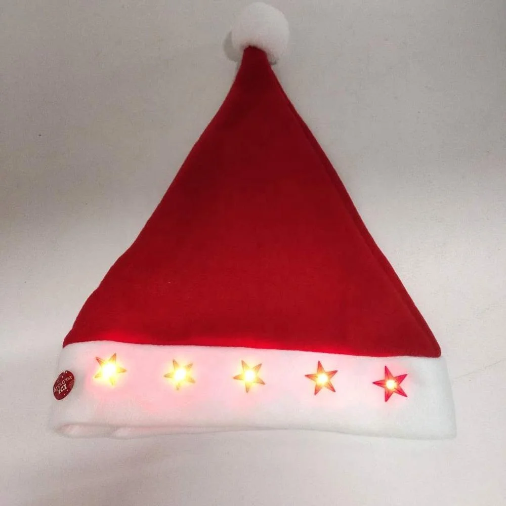 SJ0421 светодиодные рождественские шапки взрослые детские костюмы Головные уборы Санта Клауса Рождественская шапка с красным освещением