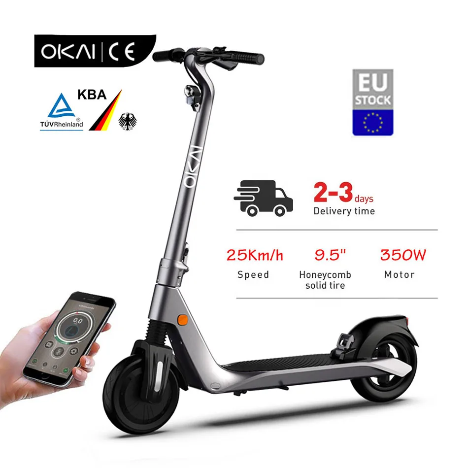 Хорошее качество OKAI ES500 со склада в ЕС/В НАЛИЧИИ 100 кг нагрузки мощный 9,5 дюймовый Электрический скутер низкая цена