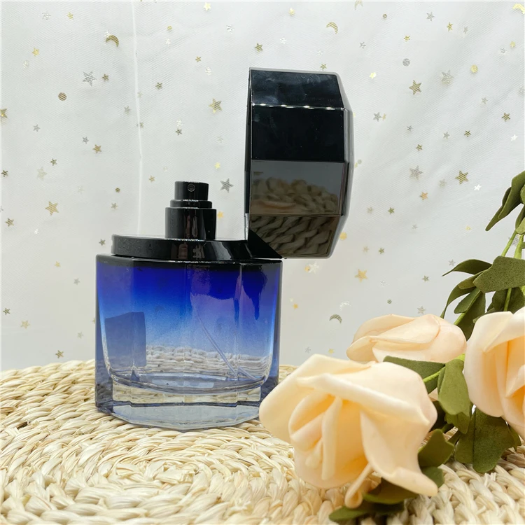 100ml Empty hexagon shaped gradient glass perfume bottles