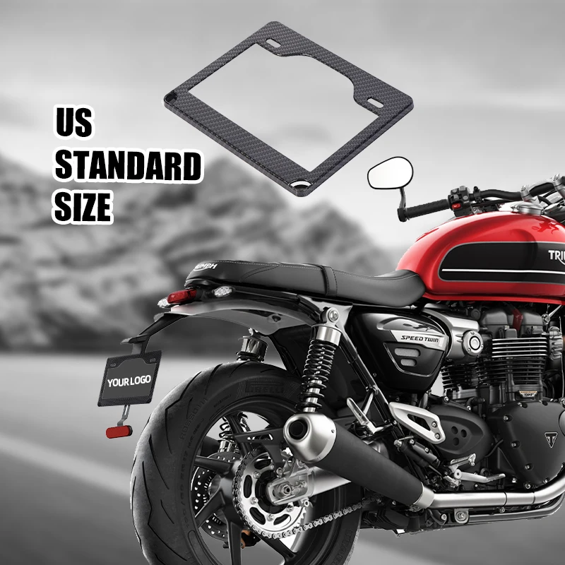 Custom Design Motorcycle carbon fiber license plate frame USA logo Number Plate Frame License Holder Motorcycle plate frame