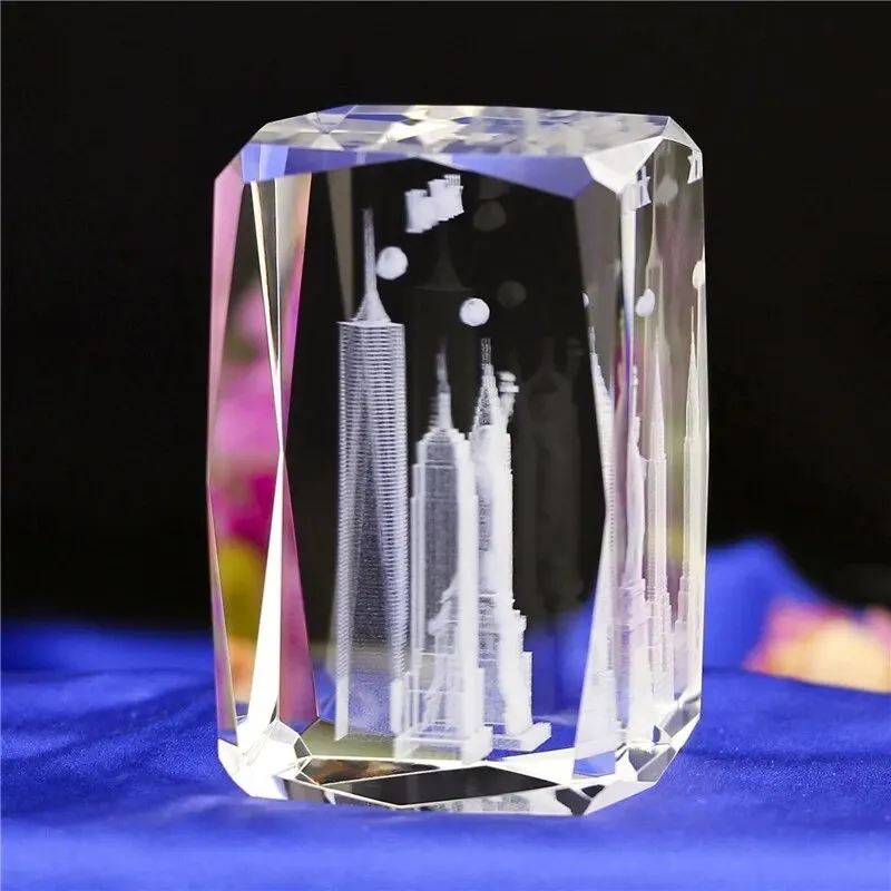 JY crystal поставка с фабрики фигурка из хрустального Куба модель здания прямые продажи 3D-лазерное травление стеклянные кубики подарочной коробкой