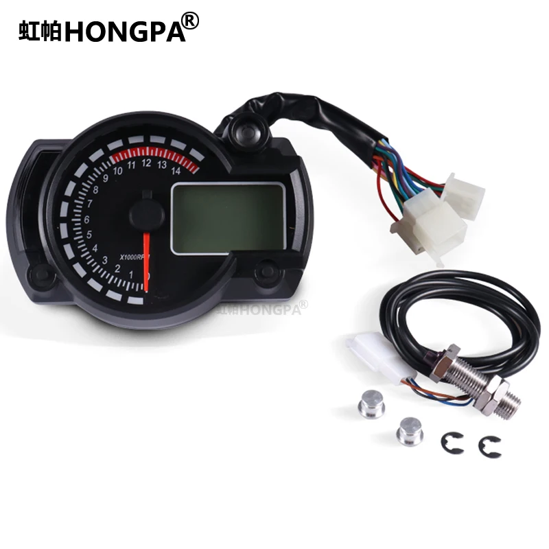 7 Colors Multifunction LED/LCD 0-15000RPM Motorcycle Meter Speedometer Odometer Tachameter With Indicator For Racing motorcycle