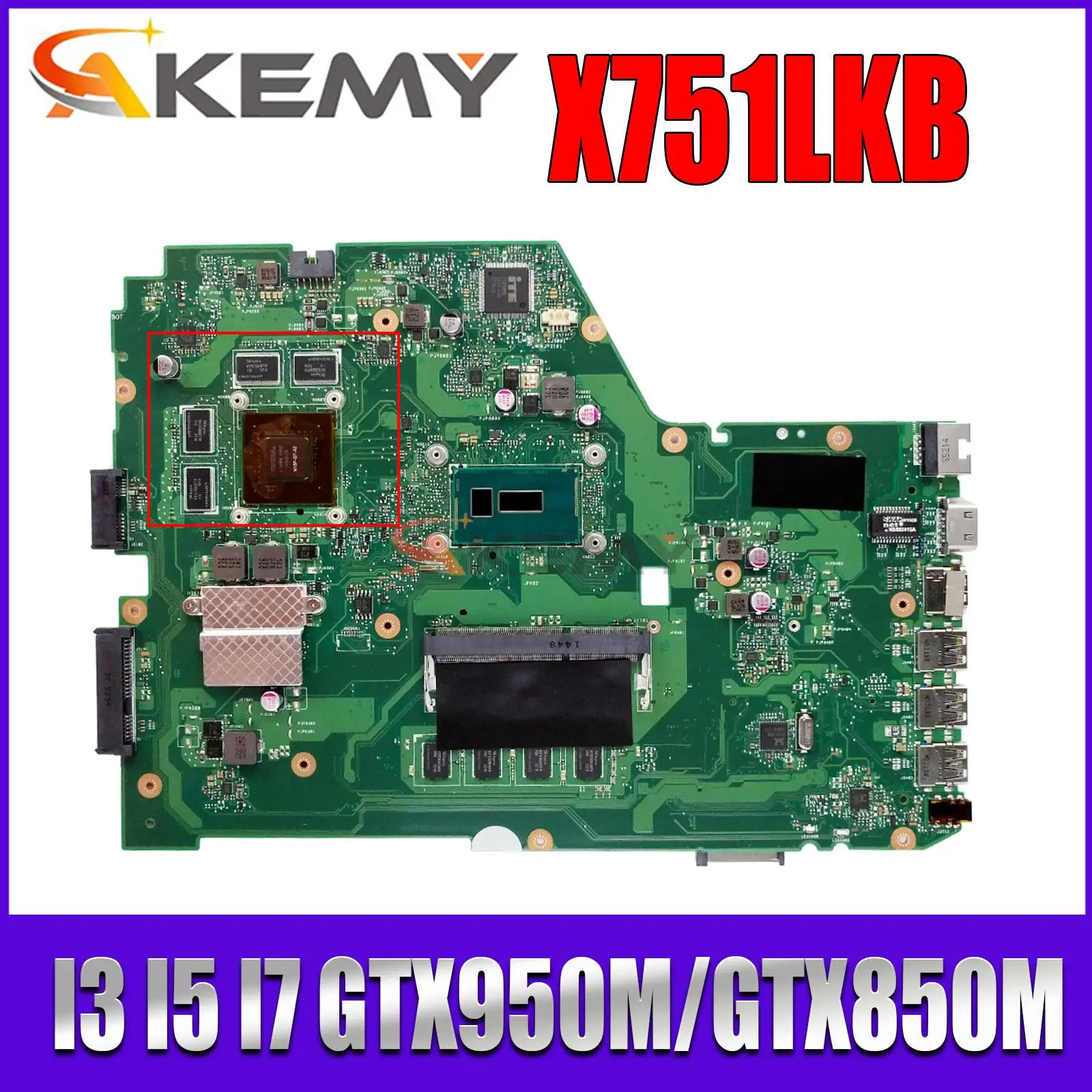 Материнская плата X751LKB A751LX X751LX K751LX F751LX K751LK F751LK F751LK, материнская плата для ноутбука I3 I5 I7 5-го поколения GTX950M/GTX850M 4 ГБ/ОЗУ