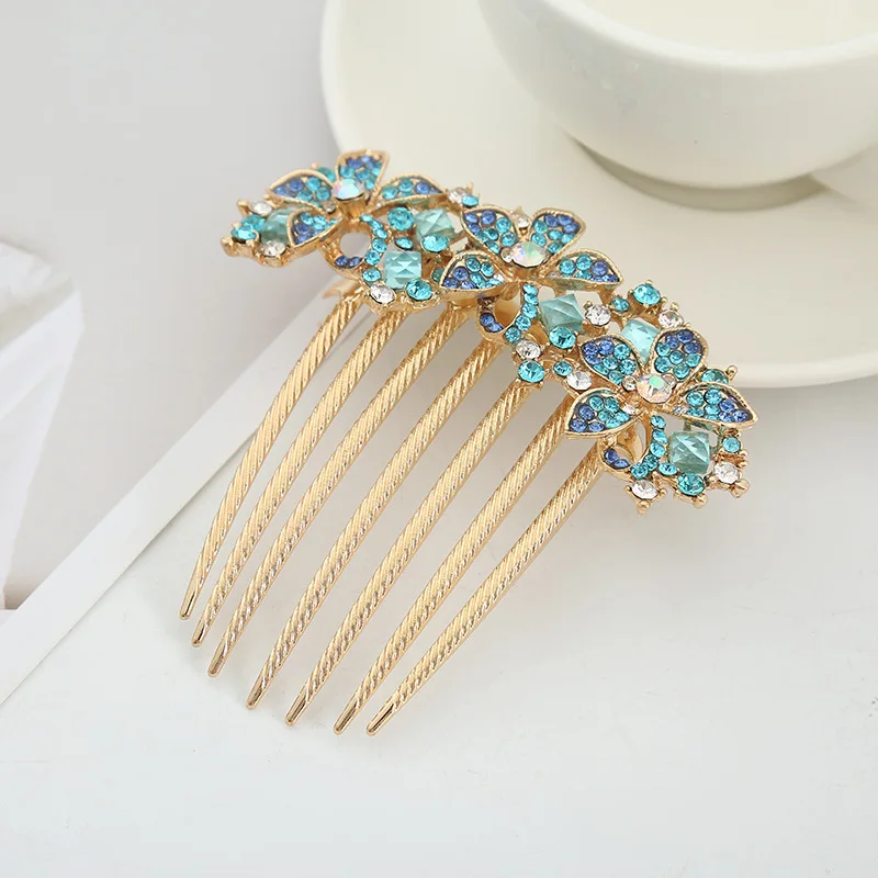 Korean alloy rhinestone headgear bridal hair comb insert comb hair accessories