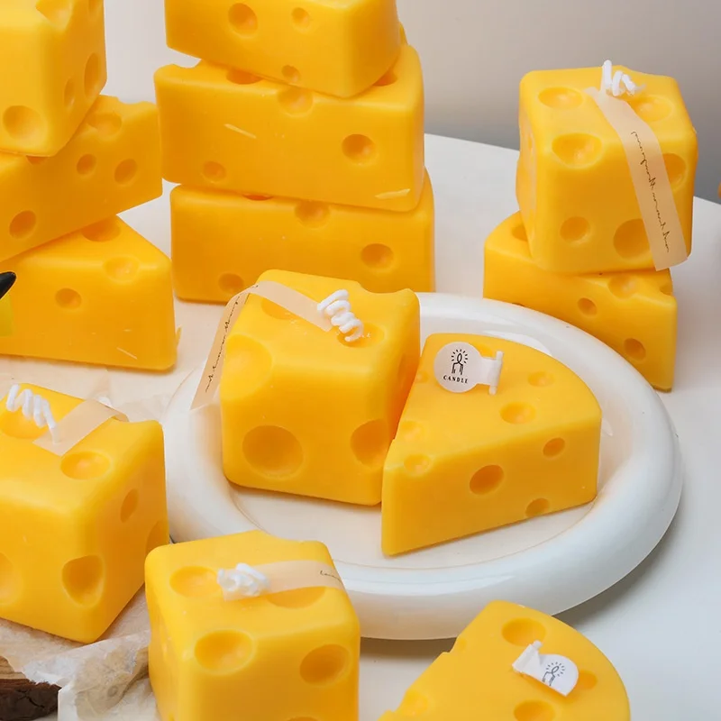 Funny Cheese Shape Candle Soy Wax Cheese Aroma Scented Candles for Birthday Gifts Wholesale Candle Gift