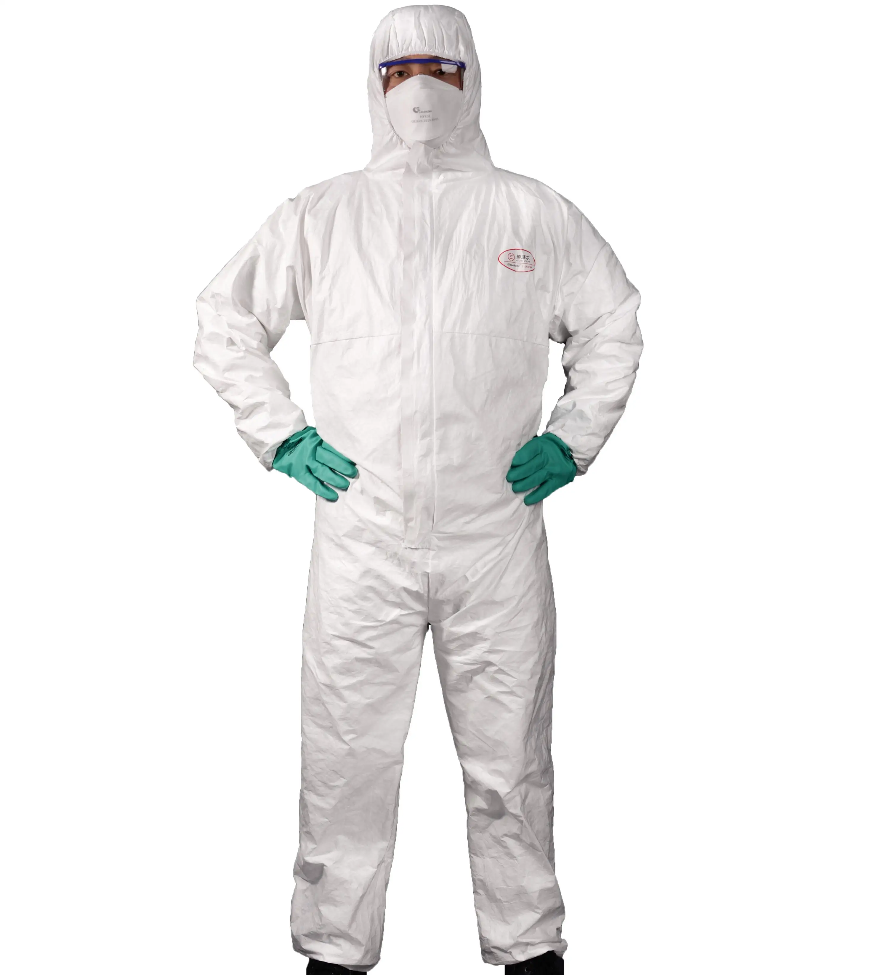 Type  5 6 flash spinning fabric high strength and strong tear resistance disposable coverall non woven protective coverall suits