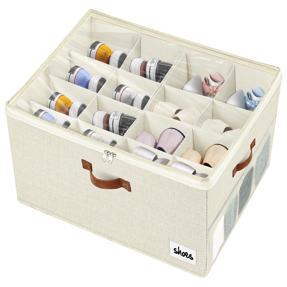 2024 Best Selling Multifunctional Stackable Hardshell Shoe Storage Containers with Foldable Dividers