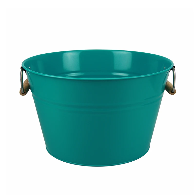 Factory Price  Galvanized Metal Bucket Colorful Printing KTV Beer Natural Alcoholic Beverages Ice Bucket Pails With Handle