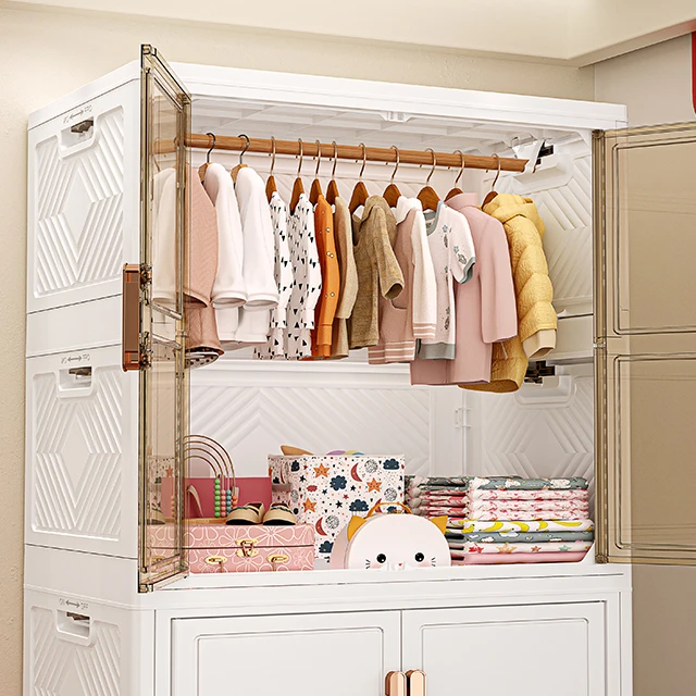 Factory Direct Sale Portable Wardrobes Easy Assemble Baby Wardrobes Cabinets Bedroom Stocking Organizer For Clothes Storage