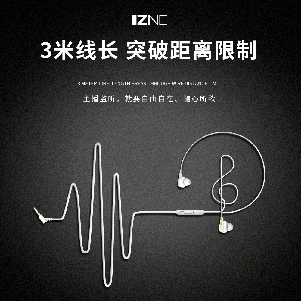 Best quality 3m length earphones headphones wired 3.5mm in-ear Special music headsets