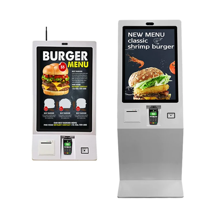 27 Inch Smart Signage Display Retail Self Service Cash Register Kiosk Floor Standing Touch Interactive Self Service