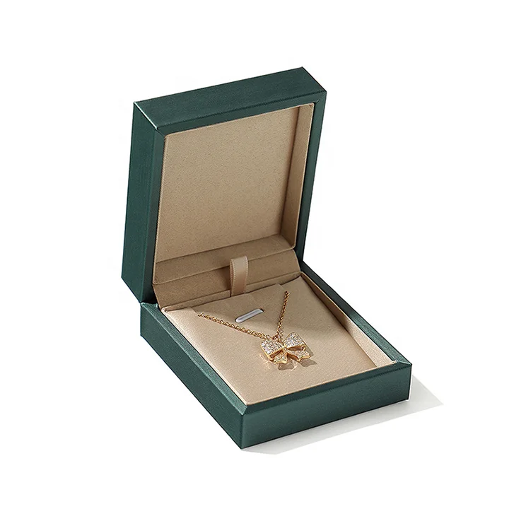 Amino Dark Green color wedding ring jewelry box pu leather necklace bracelet jewelry storage display packaging gift box
