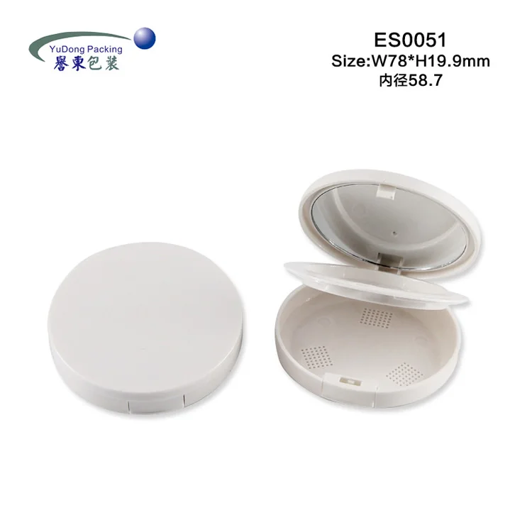 Double layer private label round pink white press compact powder case empty cushion foundation blush containers packaging