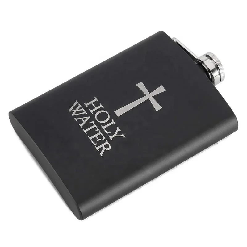 Высококачественная Черная фляжка из нержавеющей стали объемом 6 унций в комплекте со стеклом и воронкой