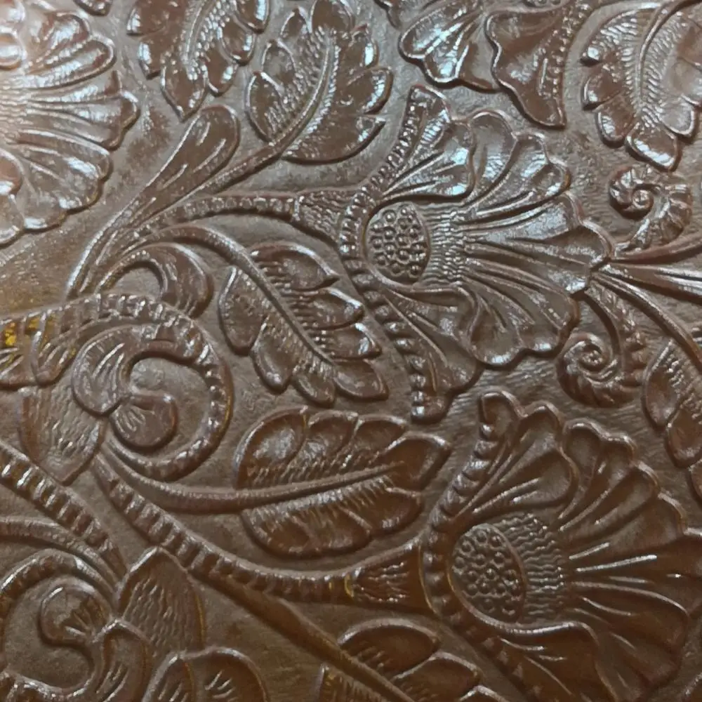 Wholesale Discount Price Luxury Flower Embossed Print On Cow Skin Leather Fabric For Recliner Sofa Free Shipping