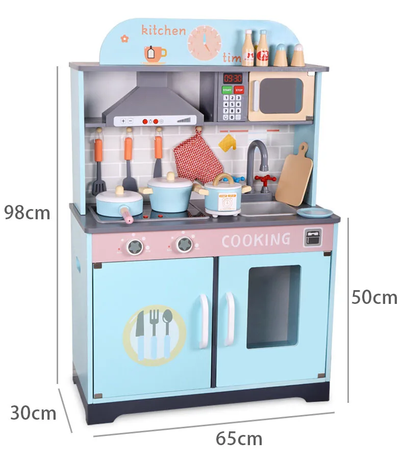 2021 New Pretending Fruits Vegetables Cutting Blue Wooden Big Kitchen Toy children furniture sets