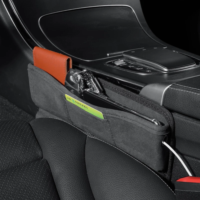 Universal Car Seat Gap Organizer PU Leather Auto Console Side Pocket Seat Crevice Storage Box Interior Accessory