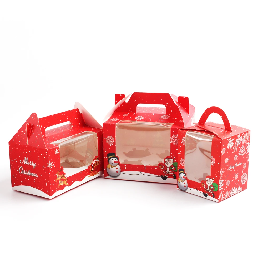 Ready Stock Merry Christmas Cupcake Cookie Macaron Bakery Cake Christmas Gift Box Packaging Boxes ZWith Insert