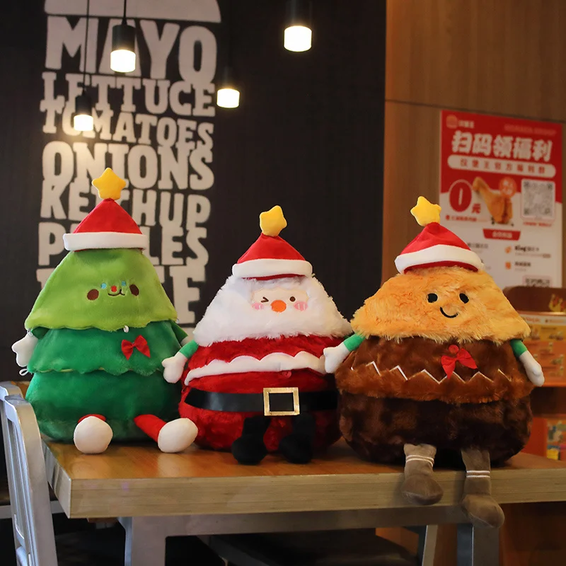 2024 New Creative Baby Toys Christmas Gingerbread Man Santa Claus Pillow Lighted Electric Christmas Tree Plush Children Toys