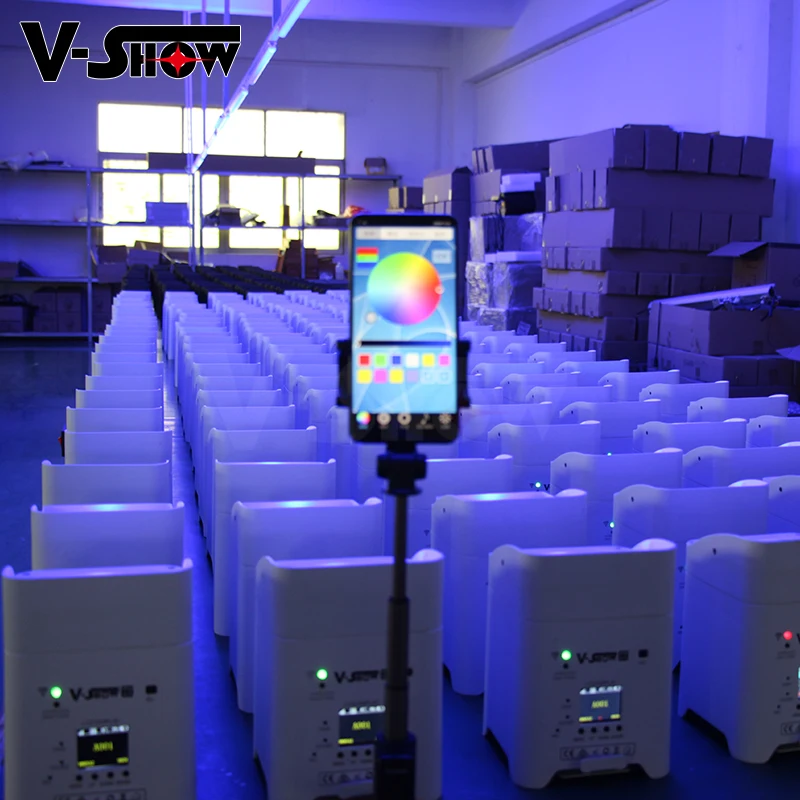 8pcs with case  Battery Par Light 6x18W RGBWA+UV 6in1 Wireless DMX/Wifi/Remote  LED night club party Par Can Light