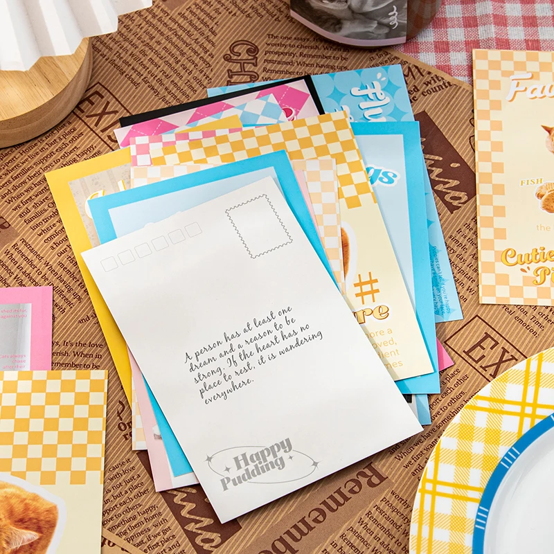 Mr. Paper 4 Design 20Pcs/Box Postcard Kawaii Animal Series Colorful Cartoon Cat and Puppy Postcard for Kid DIY Decoration