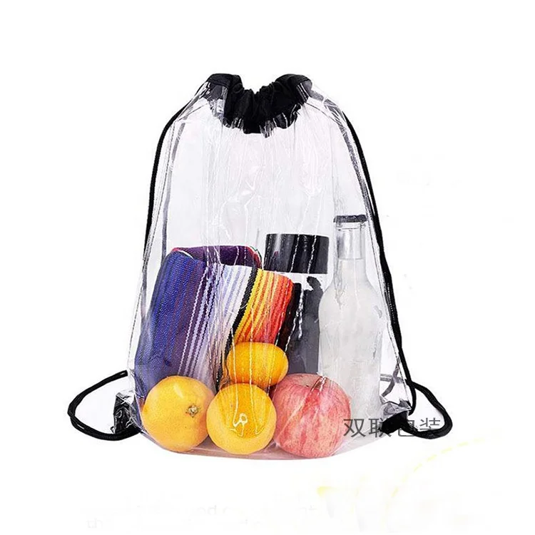 wholesale customized clear transparent pvc plastic promotional private label backpack clear pvc drawstring bag
