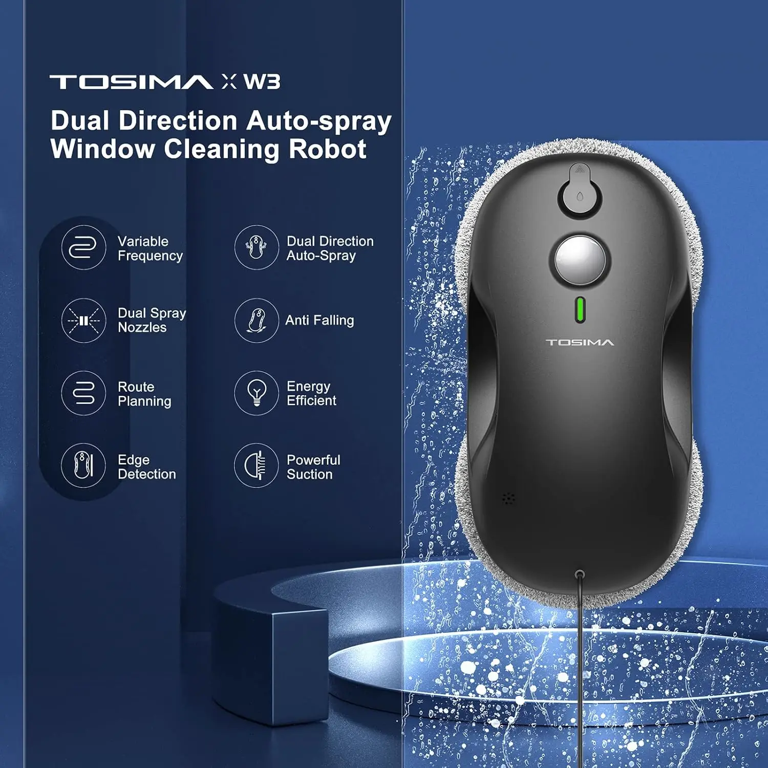 Window Cleaning Robot - Dual Direction Auto-Spray Smart Window Cleaner with Triple Safety System, Smart Navigation