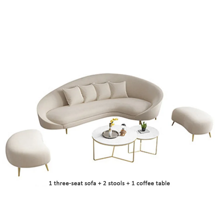 Sophisticated Technology Furniture Sofa Salon Office Reception Sofa Arc Shape Cloth Art Sofa