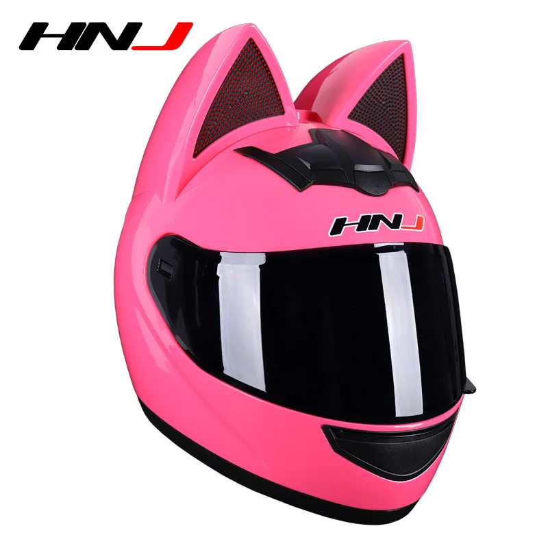 HNJ Good Quality New Model Women Men Full Face With Cat Ear Motorbike Helmet