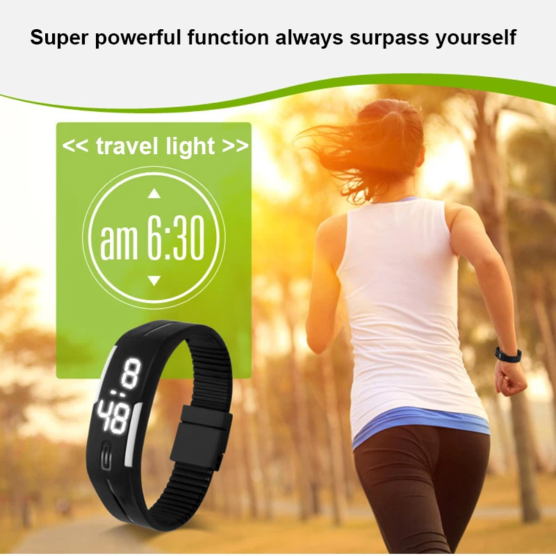 Silicone rubber unisex LED wrist bracelet digital wristwatch touch screen LED bracelet sport watch