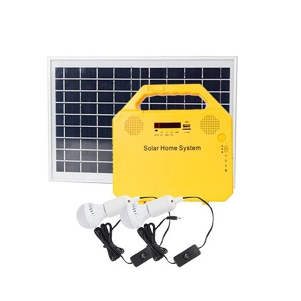 Rechargeable FM radio blue tooth speaker solar energy panel home kit solar lighting system