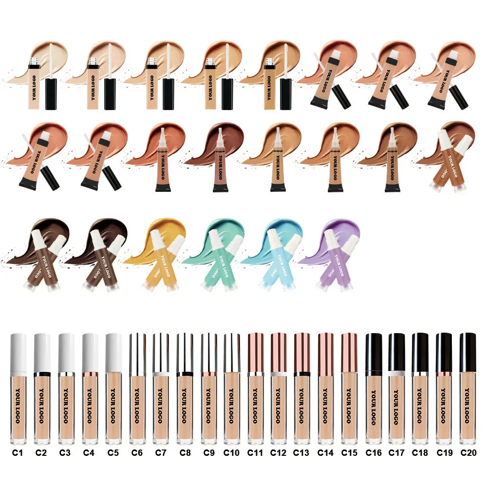 22 color Long Lasting liquid Waterproof Vegan Cruelty Free concealer foundation contour no logo soft tube with brush makeup base