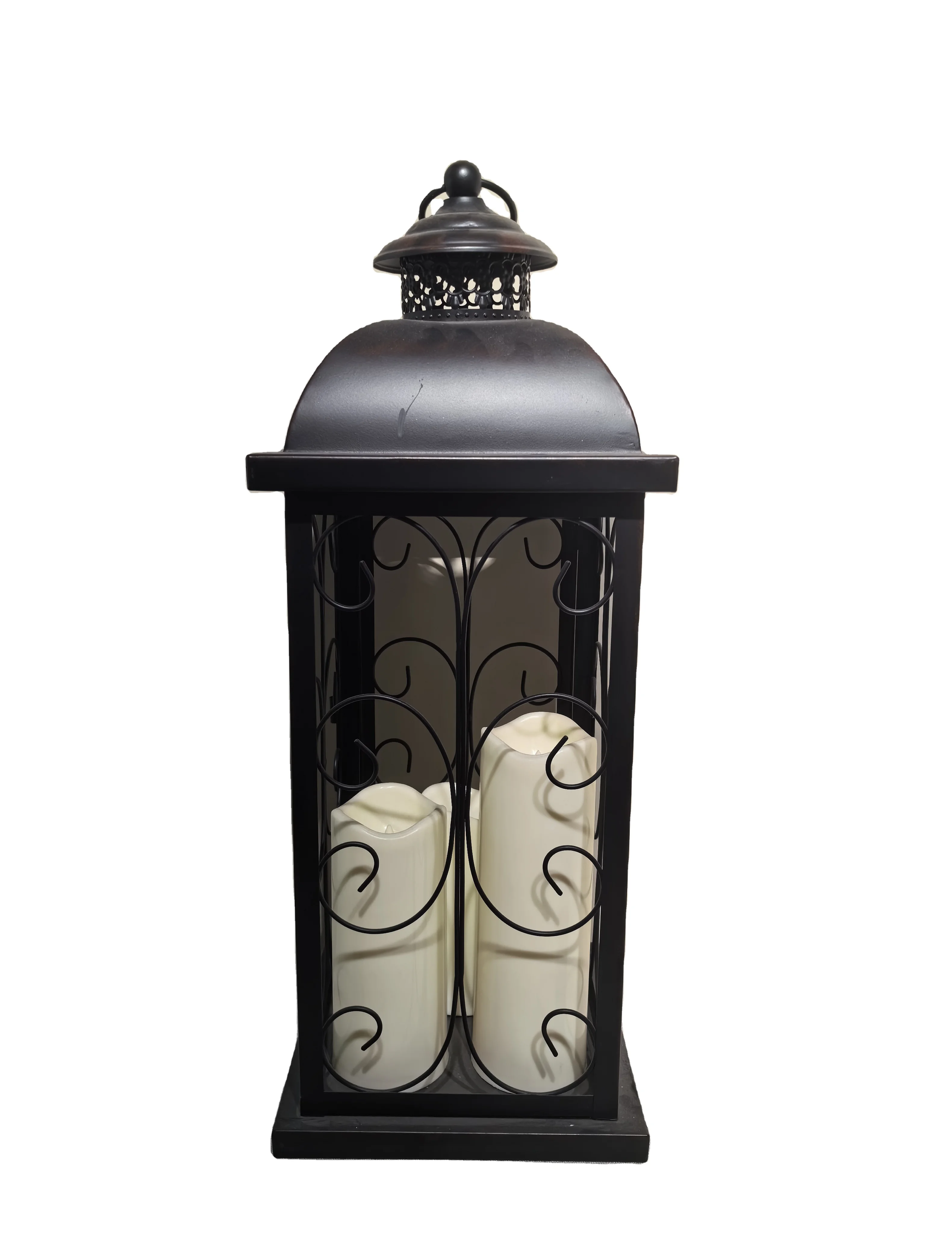 23in Tall Serene Spaces Living Decorative Lantern With Led Candle  for Home Decor Garden Candle Lantern for Indoor & Outdoor