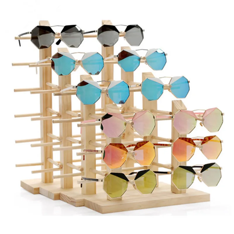 wood eyewear wall mounted display rack eyeglasses sunglasses display stand for glasses store