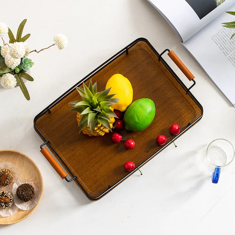 Bamboo serving tray customization with metal handles home decoration bamboo trays