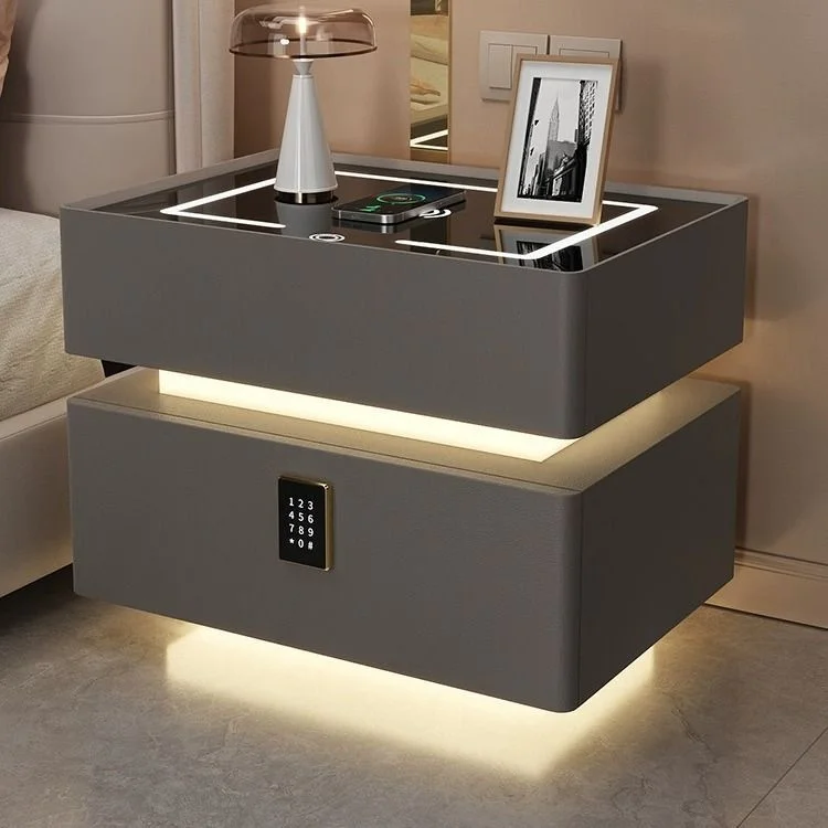 The latest design intelligent bedside table Multi-functional bedroom side cabinet with lamp bedside table