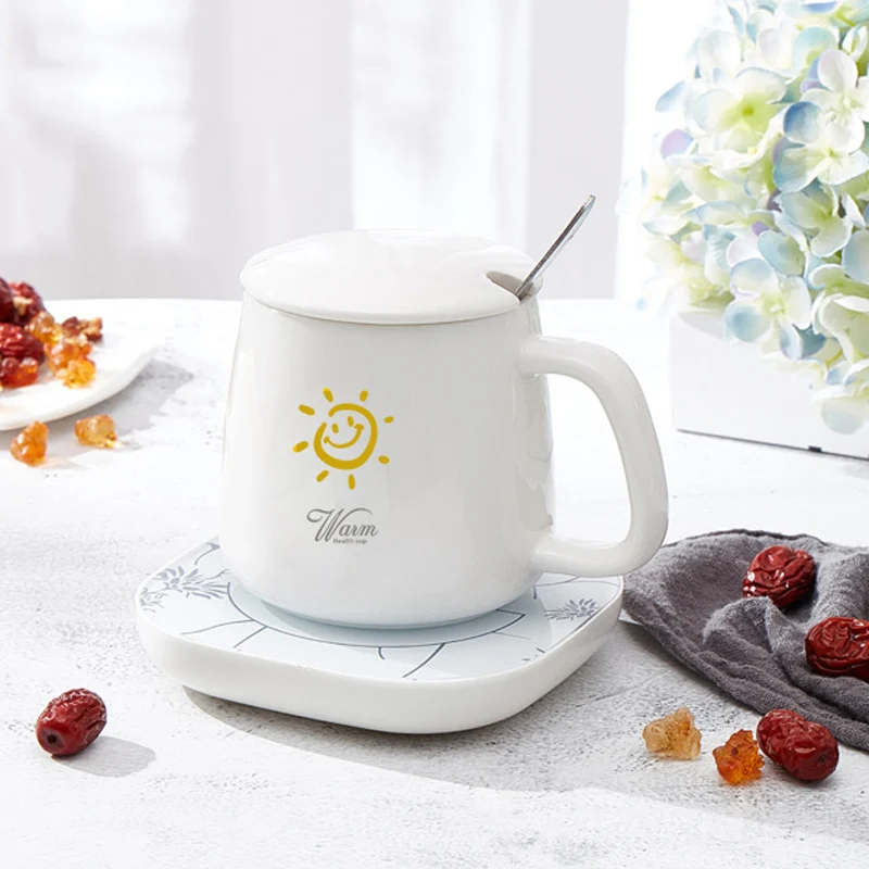 Temperature Usb Gift Box Heated Wireless Smart Warmer Black Heating Electric Ceramic Battery Coffee Coaster Cup Warmer Set Mug