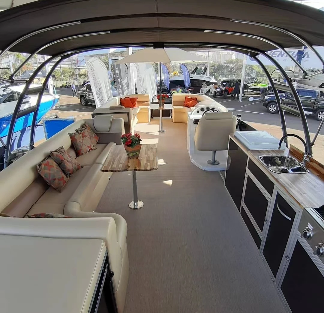 Allhouse Houseboat Yacht 19ft Aluminum Luxury Pontoon Boat Fishing Boat for sale