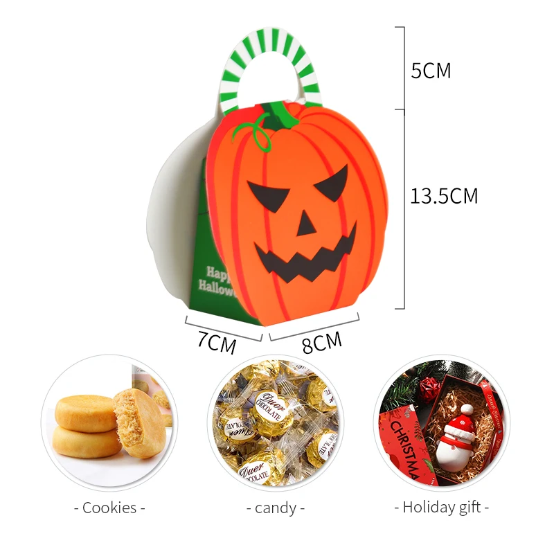 Cute Pumpkin Halloween Treat Boxes Halloween Party Candy Paper Boxes for Supplies Party Decoration