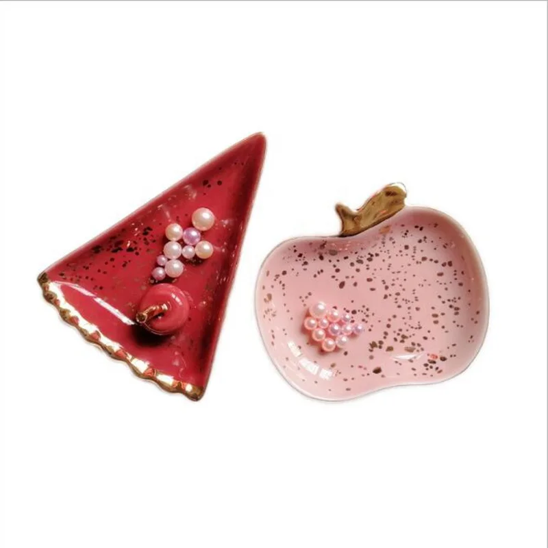 Jewelry ceramic apple and watermelon shape display trinket tray ring dish decorative plate