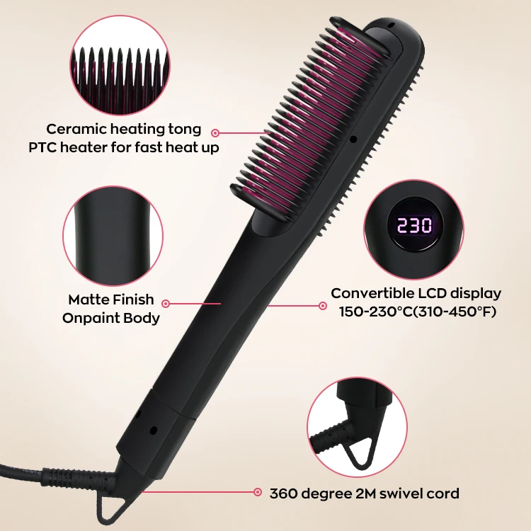 Portable Usb Iron Straightener Rechargeable Negative Ionic Cordless Mini Electric Hair Brush Hair Straightener Comb
