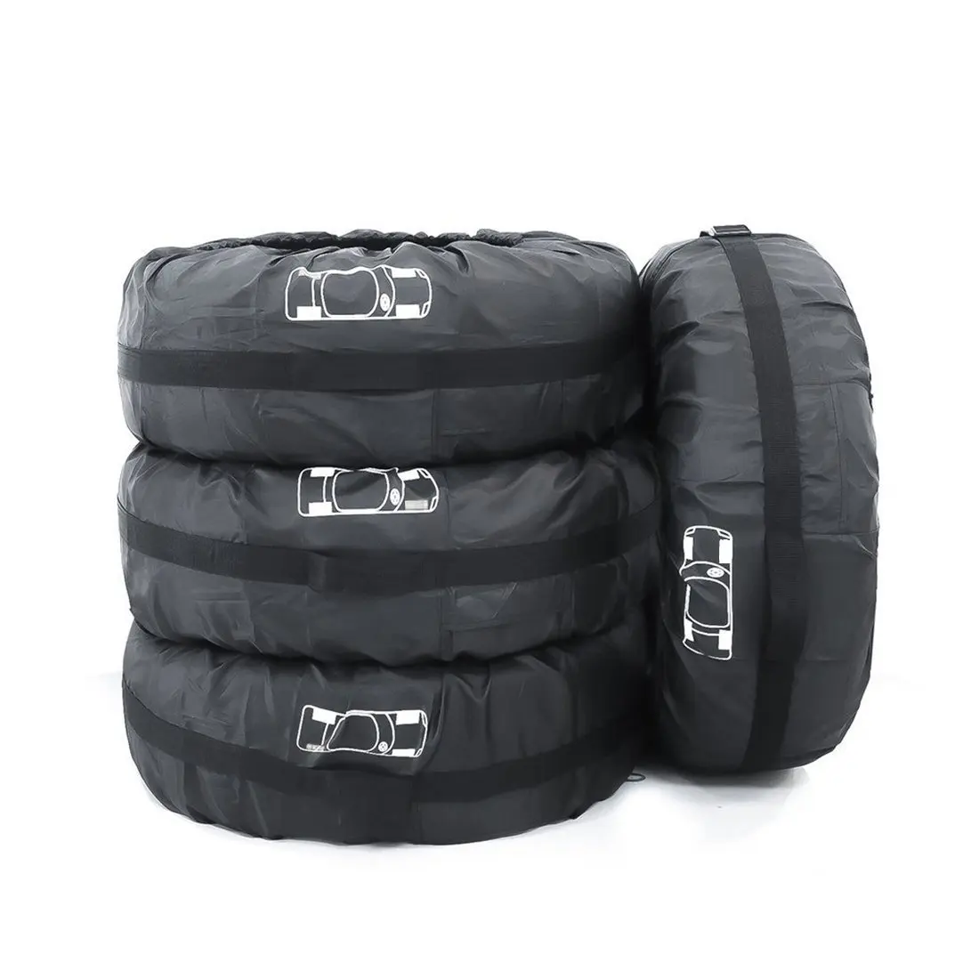 General Type 190T Polyester Taffeta Car Tires Covers Multifunctional 68cm/80cm Spare Tire Cover Tire Protector 4pcs Set