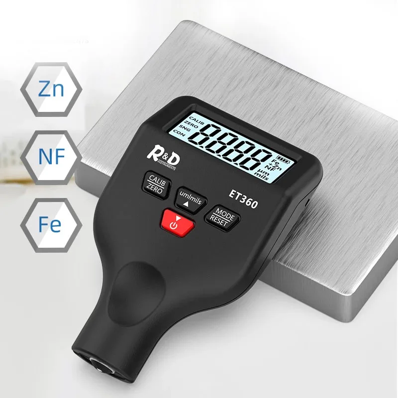 Mini Micron Level Paint Thickness Meter High Precision Car Paint Coating Thickness Gauge Fe/NFe Fe+ Zn R&D ET360