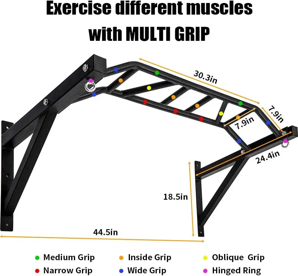 ZYFIT Heavy Duty Wall Mounted Pull up Bar Wall Mounted Pull up Bar Dip Station for home gym